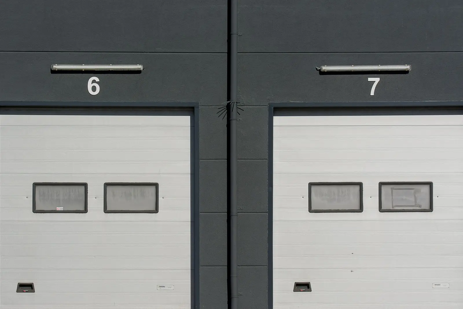 The roller door and side entrance to Unit 6